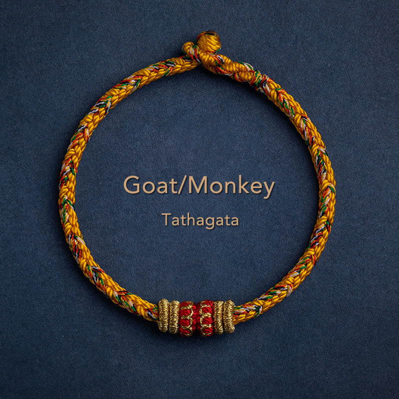 Nimara Ritual Tibet Handmade Chinese Zodiac Natal Buddha Luck Strength Braided String Bracelet