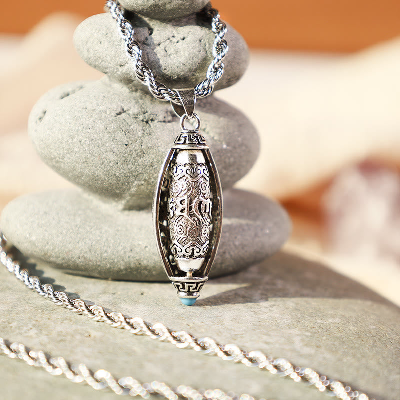Nimara Ritual Tibet Om Mani Padme Hum Protection Necklace Rotatable Pendant