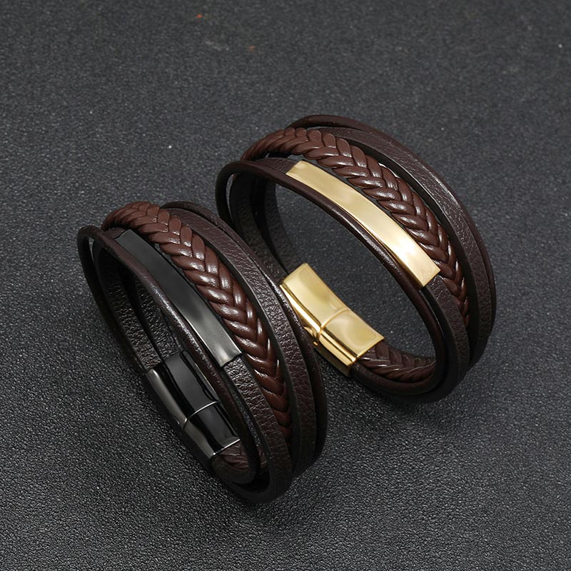 Nimara Ritual Simple Design Titanium Steel Leather Luck Bracelet