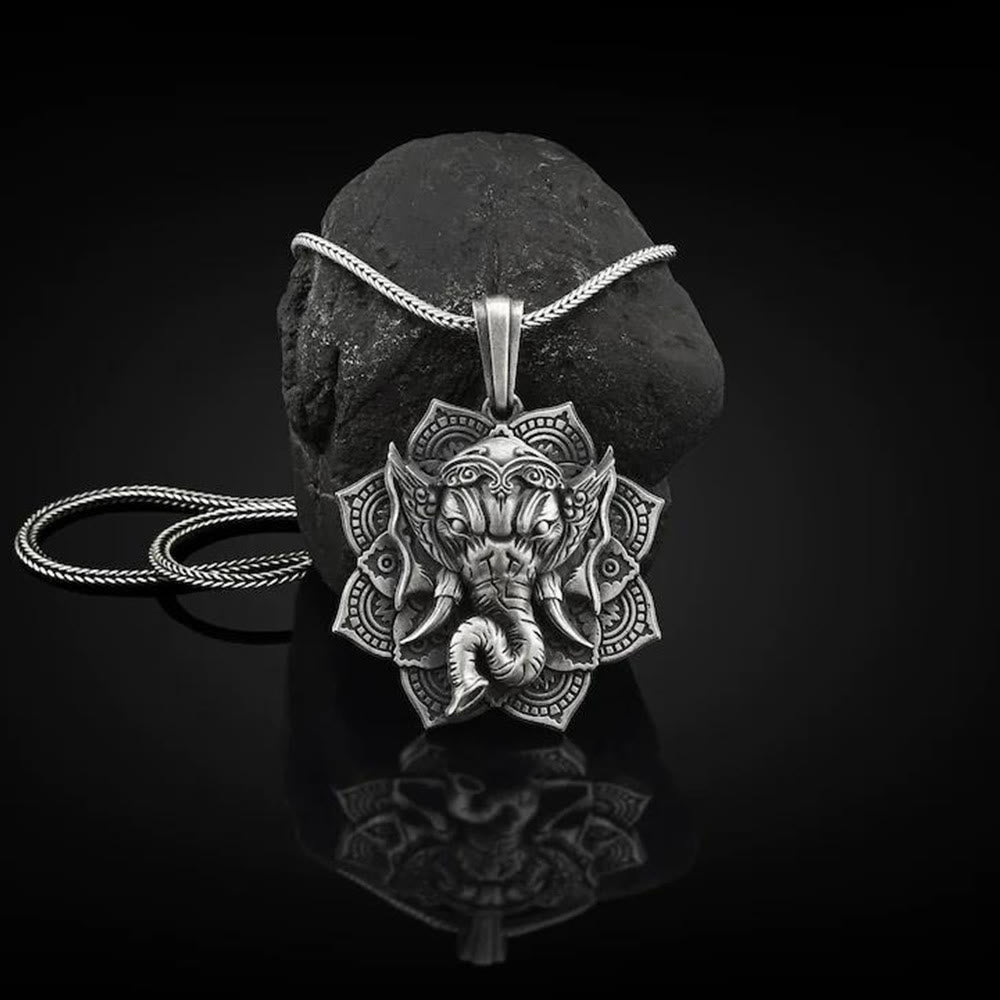 Nimara Ritual Pure Tin Ganesh Ganpati Elephant Protection Amulet Necklace Pendant