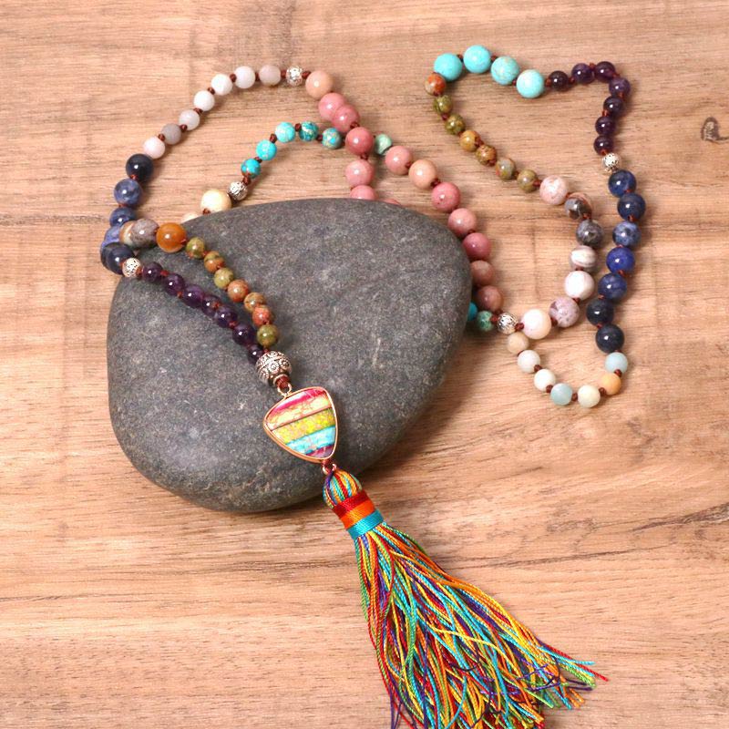 Nimara Ritual Tibetan Turquoise Lazurite Zebra Jasper Balance Necklace