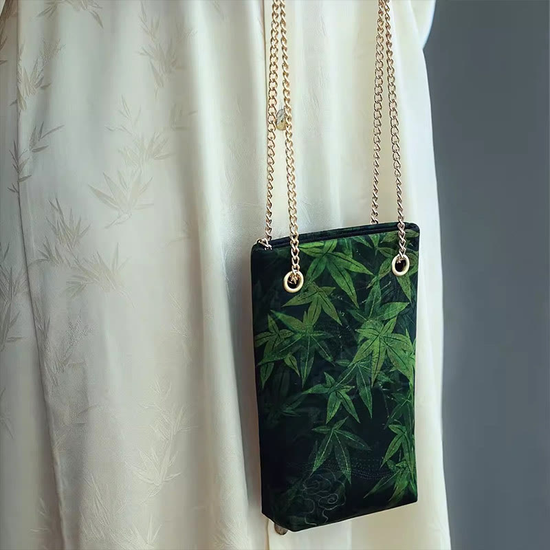 Nimara Ritual Small Maple Leaf Persimmon Metal Chain Crossbody Bag Shoulder Bag Cellphone Bag