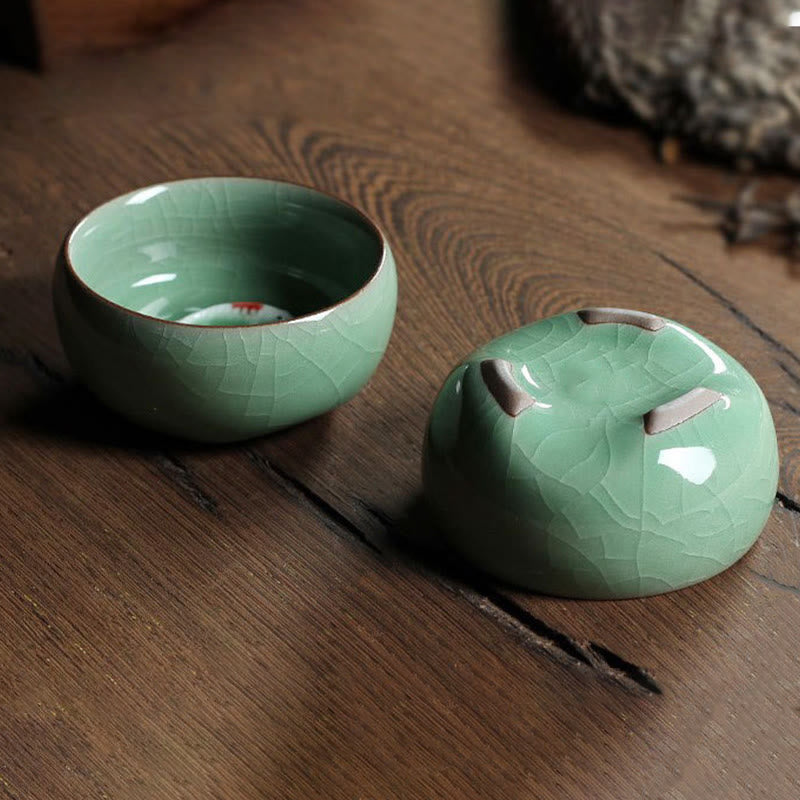Nimara Ritual Colorful Koi Fish Ceramic Teacup Kung Fu Tea Cup Bowl