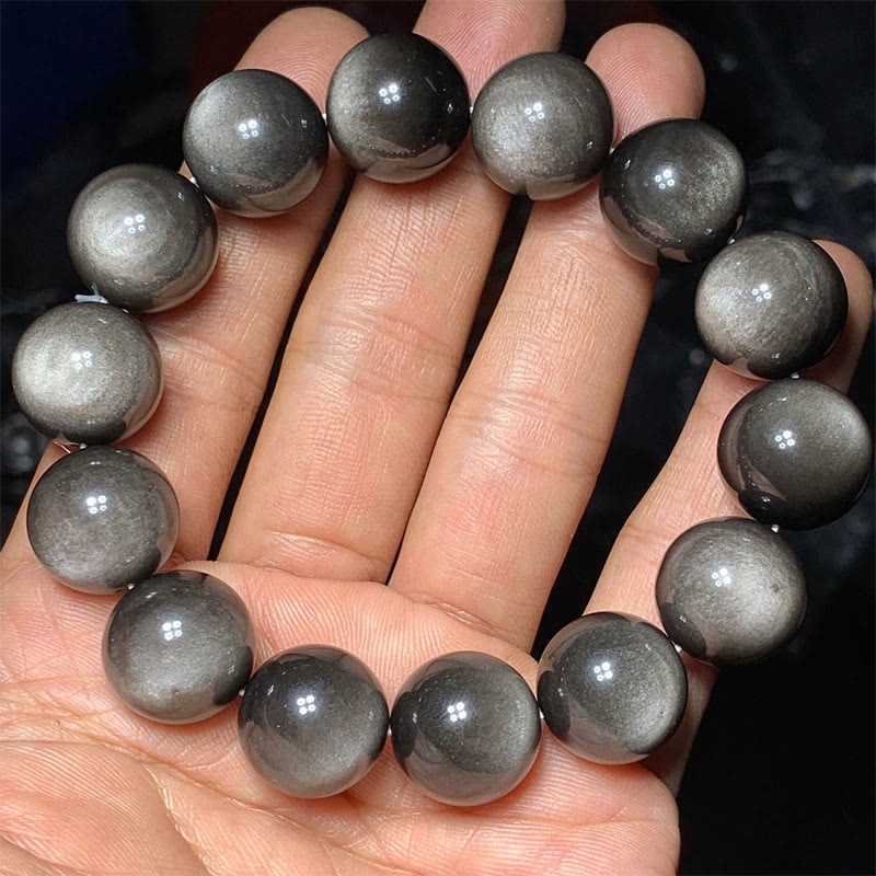 Nimara Ritual Natural Silver Sheen Obsidian Soothing Protection Bracelet