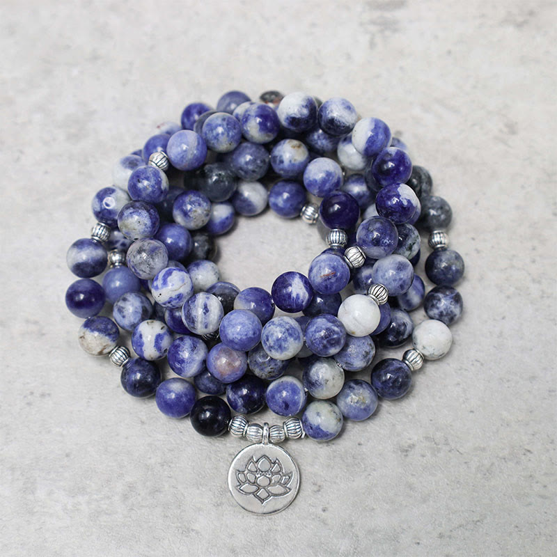 Nimara Ritual Natural Blue Aventurine Lotus Peace Necklace Bracelet