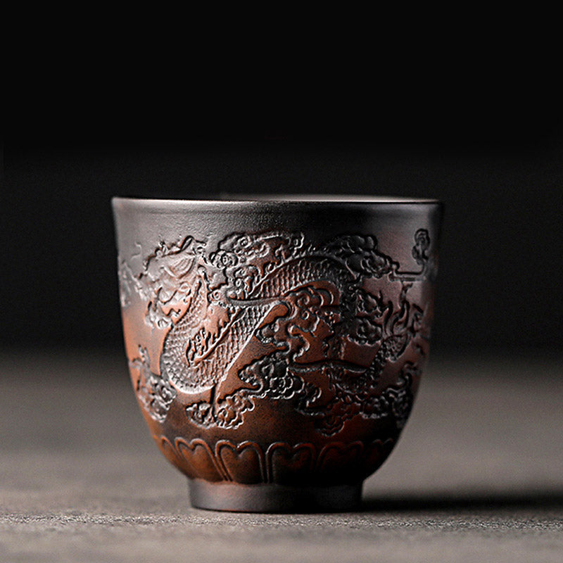 Nimara Ritual Lotus Leaf Flower Landscape Dragon Bamboo Ceramic Teacup Kung Fu Tea Cup Bowl