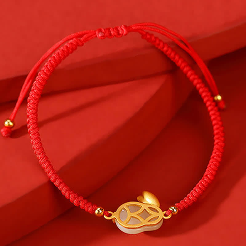 Nimara Ritual 925 Sterling Silver Year of the Rabbit Hetian White Jade Luck Red String Protection Bracelet
