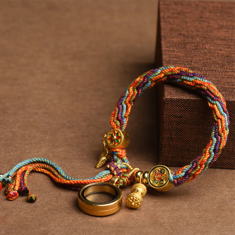 Nimara Ritual Tibetan Om Mani Padme Hum Dreamcatcher Luck Colorful Reincarnation Knot String Bracelet