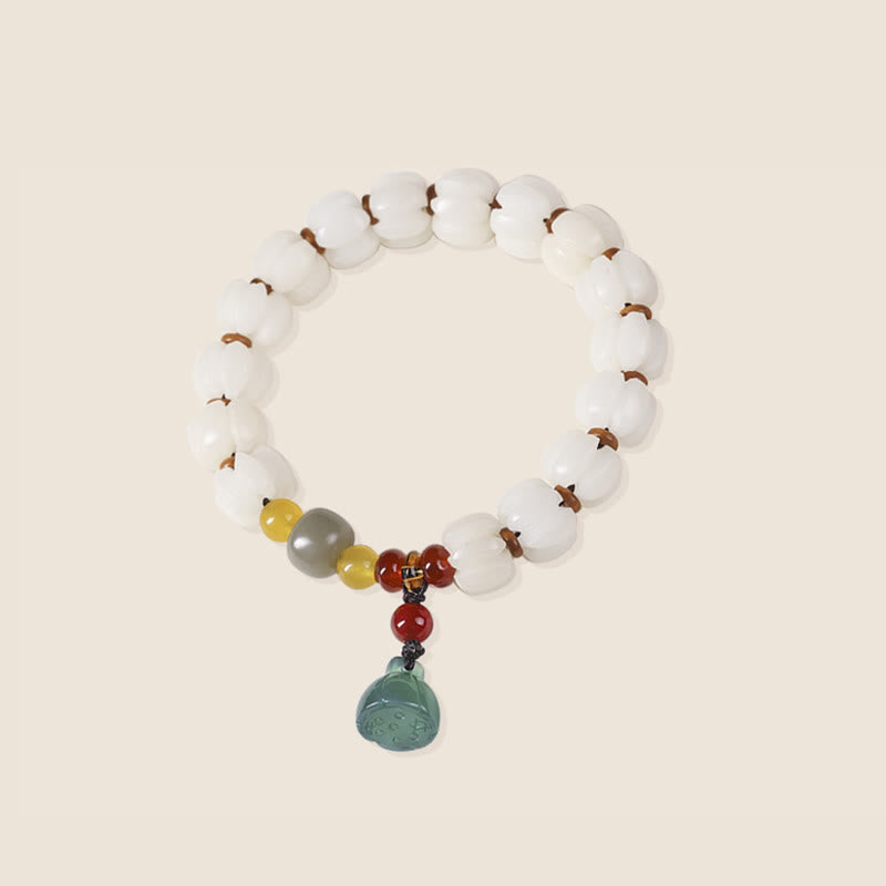 Nimara Ritual Natural Bodhi Seed Red Agate Bodhi Calm Harmony Engraved Pumpkin Bead Lotus Bracelet