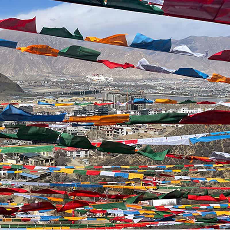 Nimara Ritual Tibetan 5 Colors Windhorse Auspicious Outdoor 25 Pcs Prayer Flag