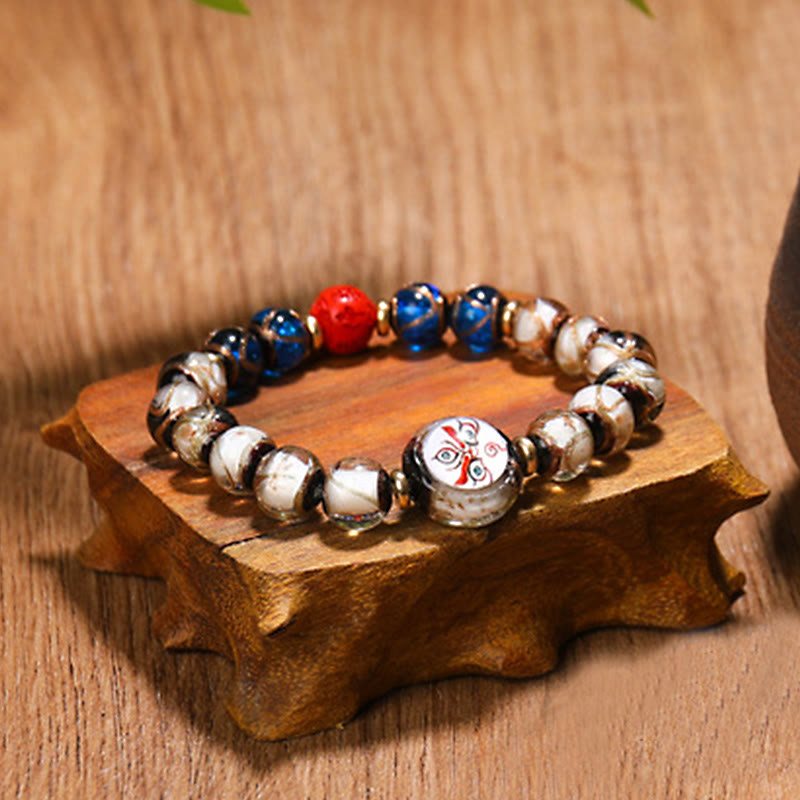 Nimara Ritual Tibetan Five God of Wealth Thangka Liuli Glass Bead Chinese Zodiac Protection Bracelet