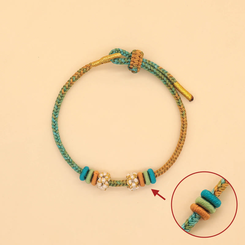 Nimara Ritual Handmade Eight Thread Peace Knot Peach Blossom Knot Luck Rope Braided Bracelet