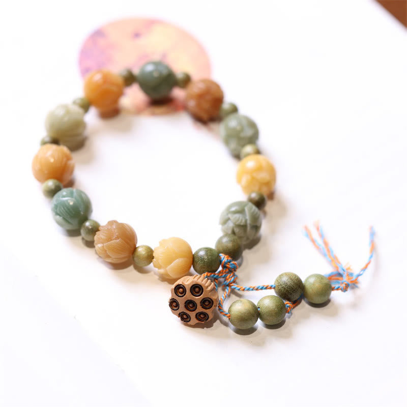 Nimara Ritual Bodhi Seed Lotus Green Sandalwood Wisdom Harmony Bracelet