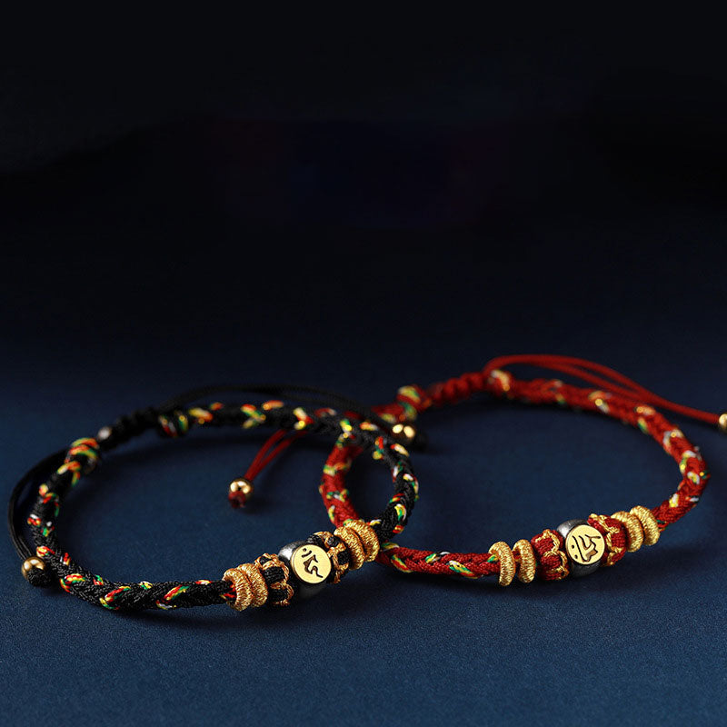 Nimara Ritual Chinese Zodiac Natal Buddha Silver Luck Braided String Bracelet