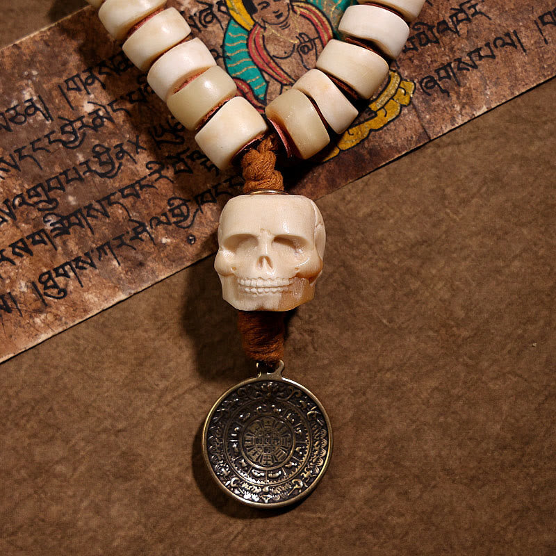 Nimara Ritual Tibetan Natural Yak Bone The Lord Of The Corpse Forest Dice Chinese Zodiac Nine Palaces Eight Diagrams Strength Wrist Mala
