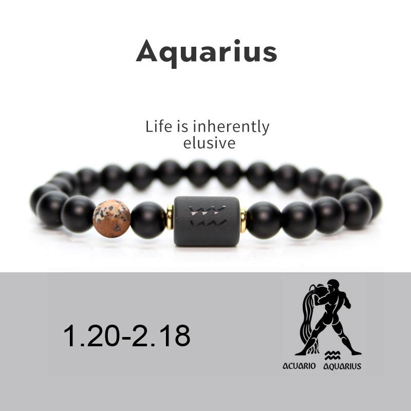 Nimara Ritual 12 Constellations of the Zodiac Black Onyx Adjustable Bracelet