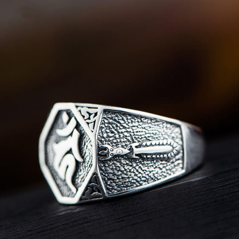 Nimara Ritual 925 Sterling Silver Sanskrit Design Carved Protection Adjustable Ring
