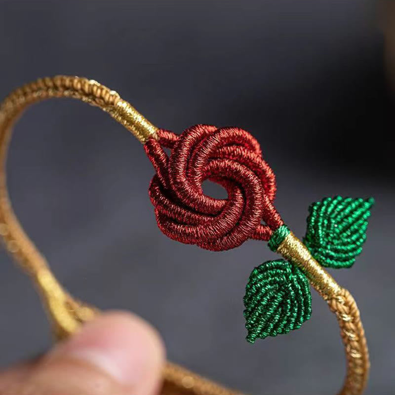 Nimara Ritual Rose Flower Rope Eight Thread Peace Knot Luck Handmade Bracelet