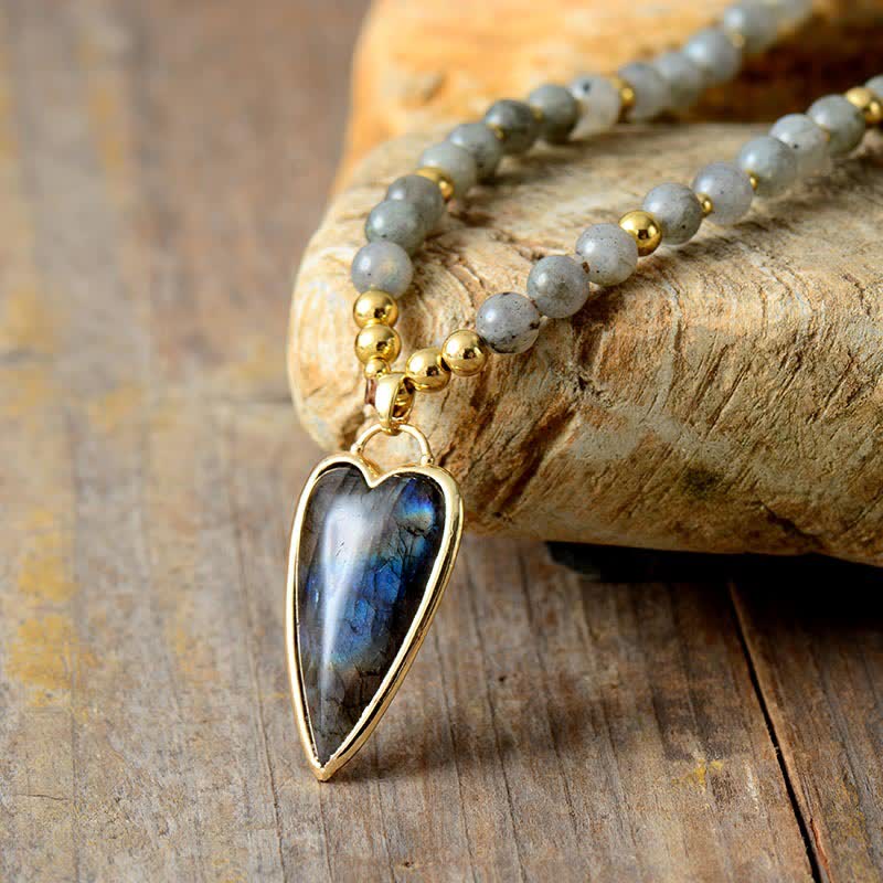 Nimara Ritual Labradorite Support Healing Beaded Necklace Pendant