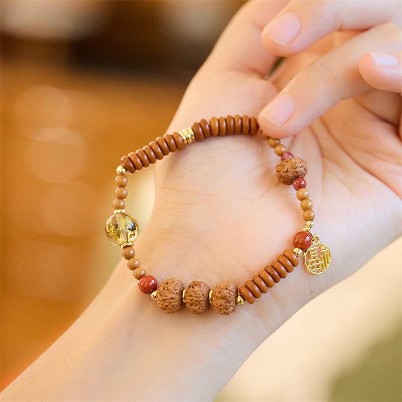 Nimara Ritual Tibetan Bodhi Seed Black Onyx Smoky Quartz Om Mani Padme Hum Fu Character Wealth Bracelet