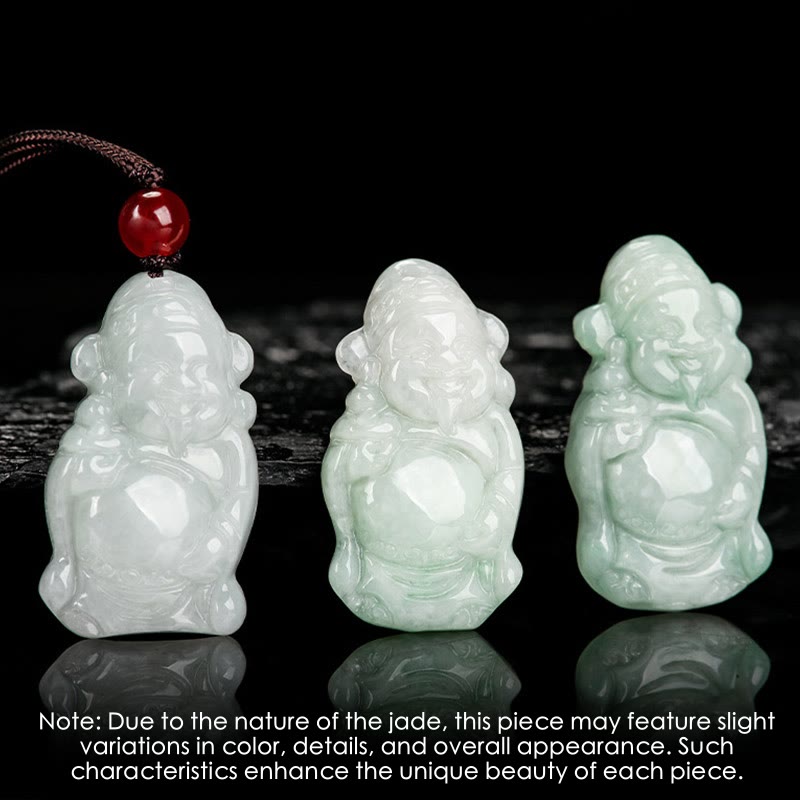Nimara Ritual Natural Jade Chinese God of Wealth Caishen Ingot Luck Necklace Pendant