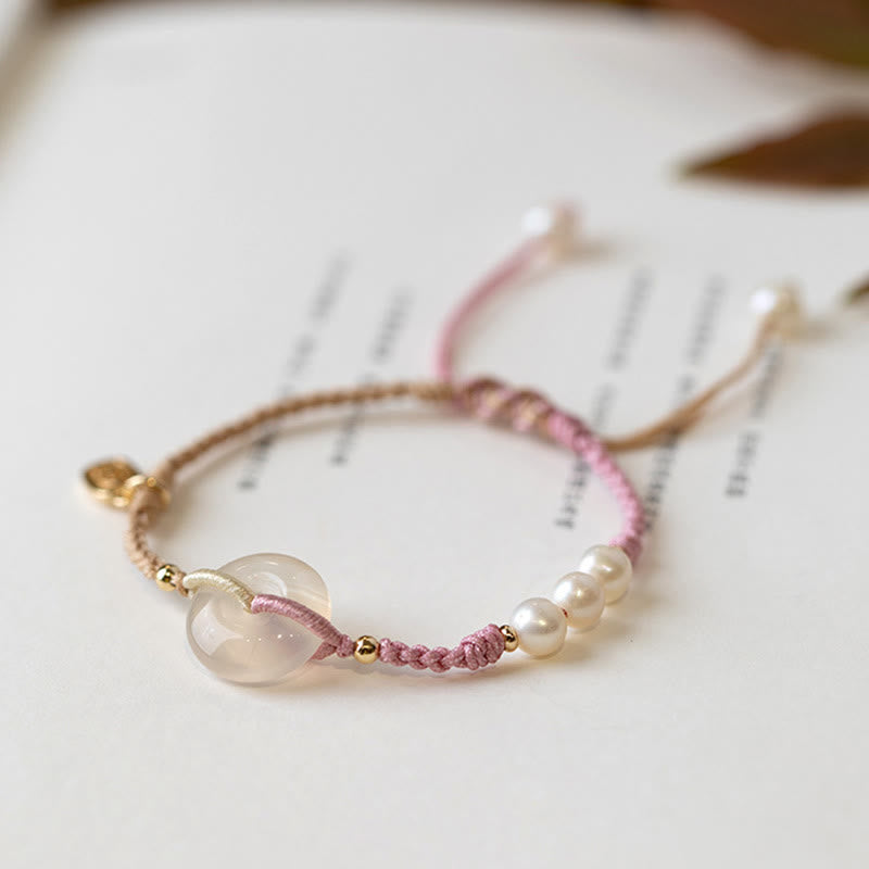 Nimara Ritual Chalcedony Round Peace Buckle Positive String Bracelet