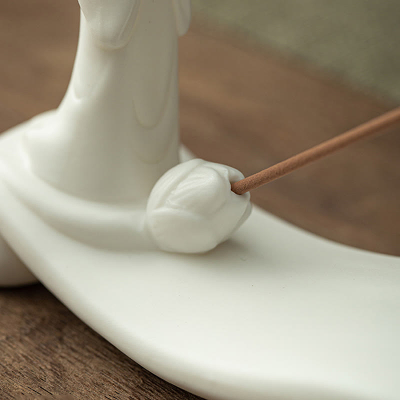 Nimara Ritual Buddha Monk Ceramic Sea Wave Mountain Blessing Incense Burner Decoration
