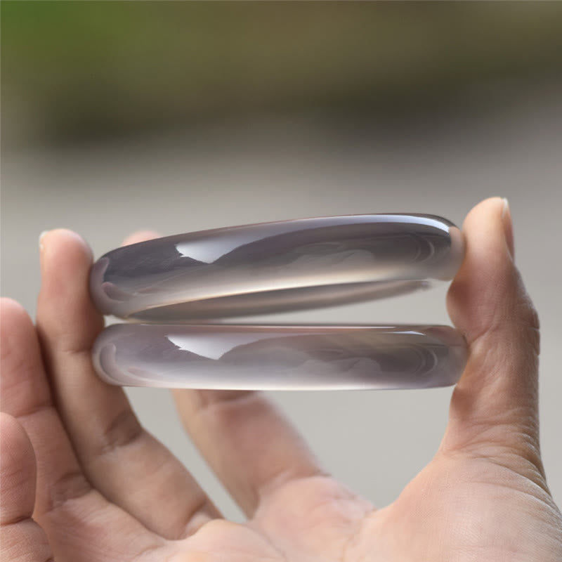 Nimara Ritual Natural Gray Chalcedony Harmony Bangle Bracelet