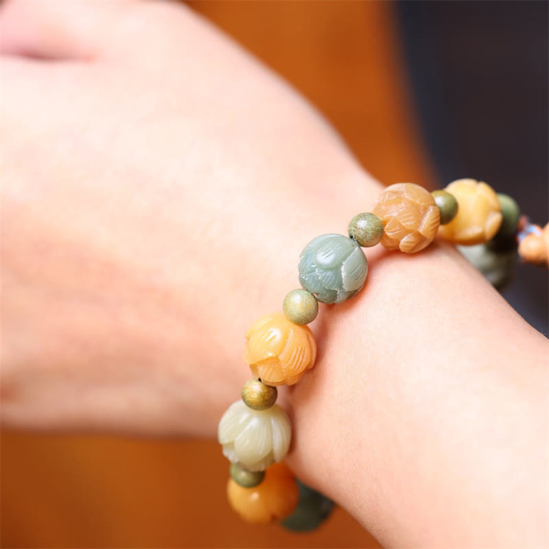 Nimara Ritual Bodhi Seed Lotus Green Sandalwood Wisdom Harmony Bracelet