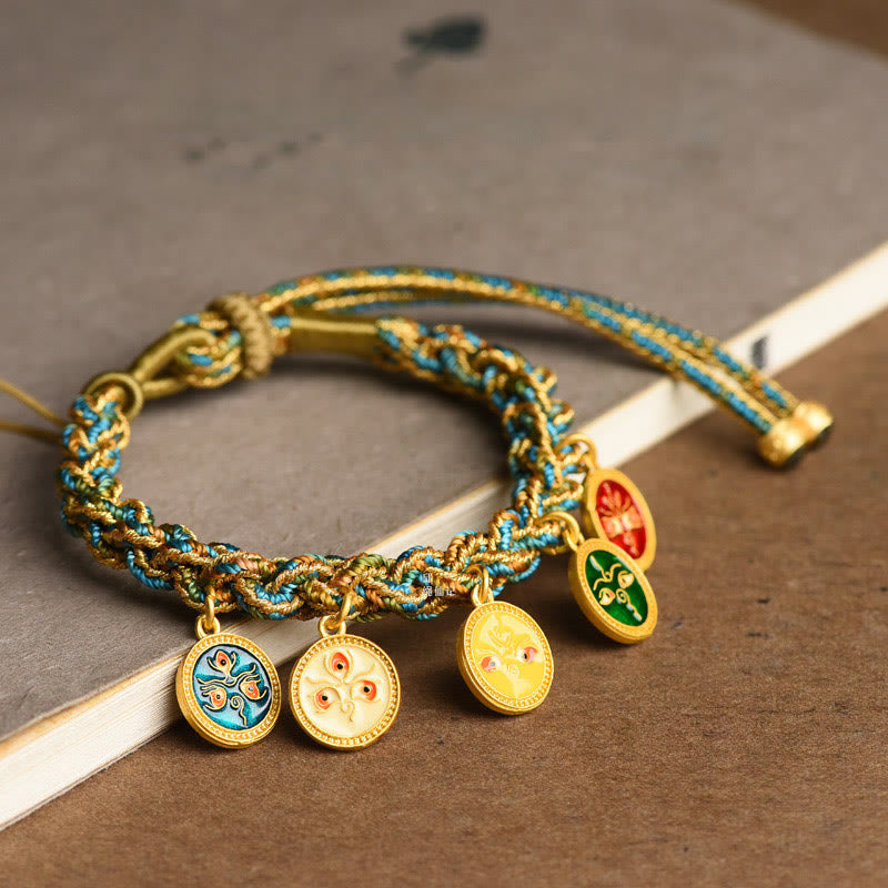 Nimara Ritual Tibetan Five God Of Wealth Luck Handcrafted Braid String Bracelet