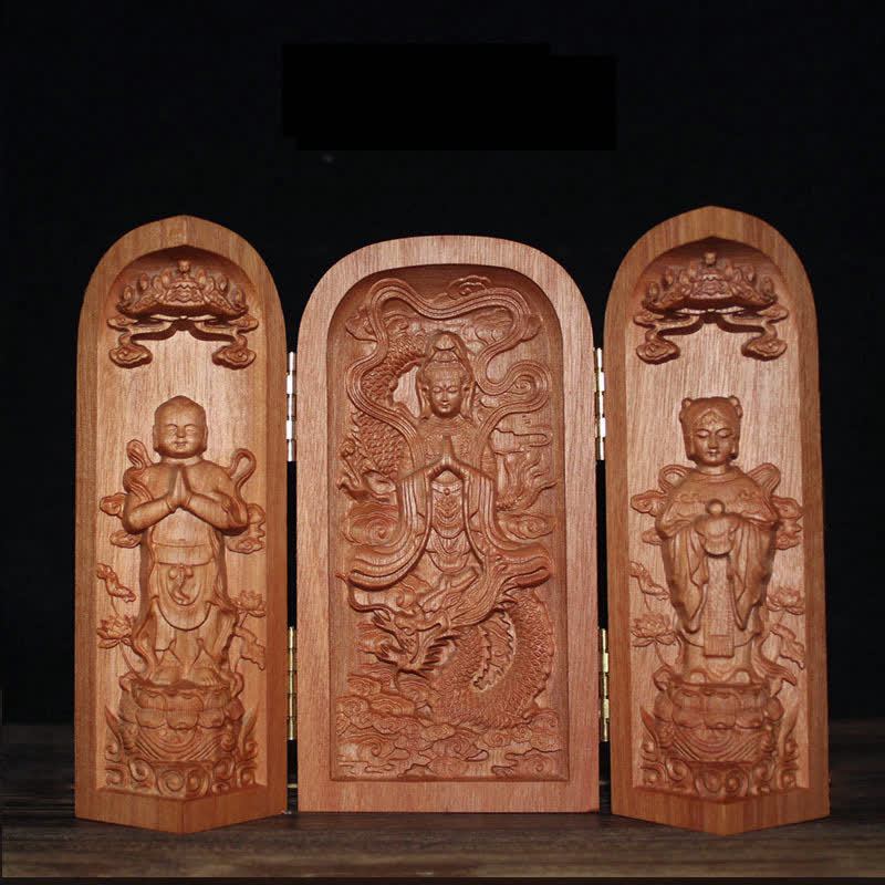 Nimara Ritual Avalokitesvara Kwan Yin Buddha Cherry Wood Compassion Home Decoration Altar
