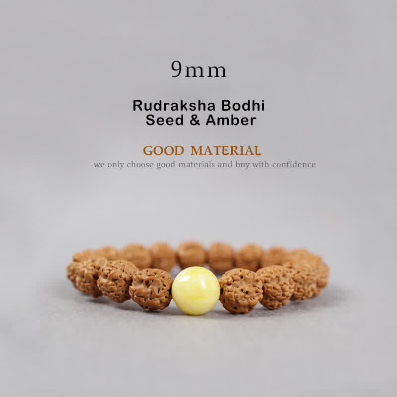 Nimara Ritual Tibet Rudraksha Bodhi Seed Dzi Bead Amber Turquoise Wealth Bracelet