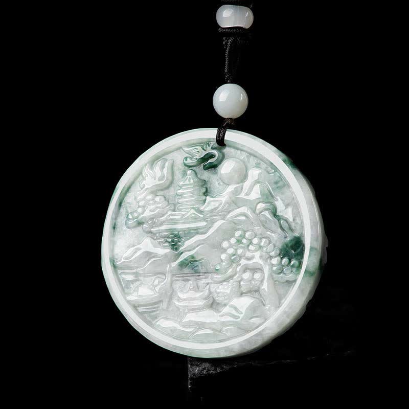 Nimara Ritual Mountain Landscape Jade Abundance String Necklace
