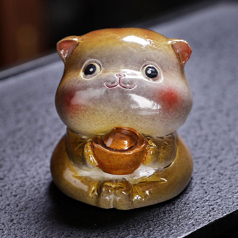 Nimara Ritual Color Changing Cute Mini Cat Resin Tea Pet Wealth Home Figurine Decoration
