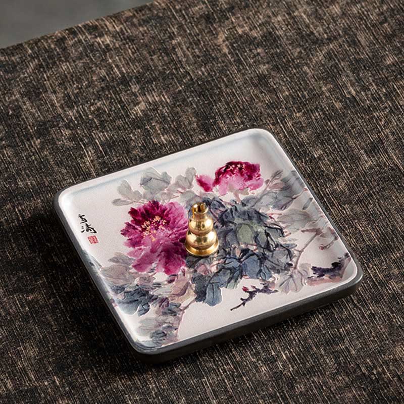 Nimara Ritual Mountain Lake Flower Leaf Healing Ceramic Plate Tray Stick Incense Burner Decoration