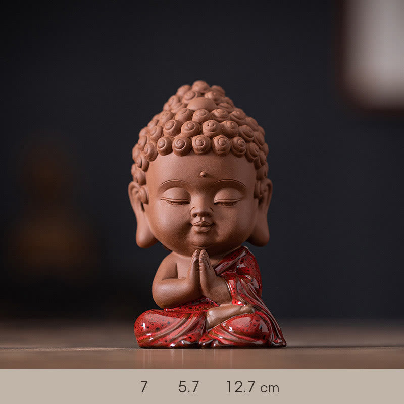 Nimara Ritual Mini Gautama Buddha Sakyamuni Kwan Yin Avalokitesvara Ksitigarbha Serenity Ceramic Desk Decoration