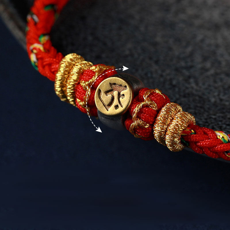 Nimara Ritual Chinese Zodiac Natal Buddha Silver Luck Braided String Bracelet