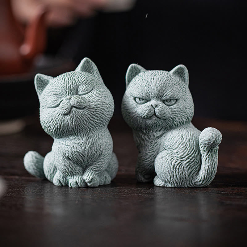 Nimara Ritual Small Cat Home Tea Pet Figurine Desk Decoration