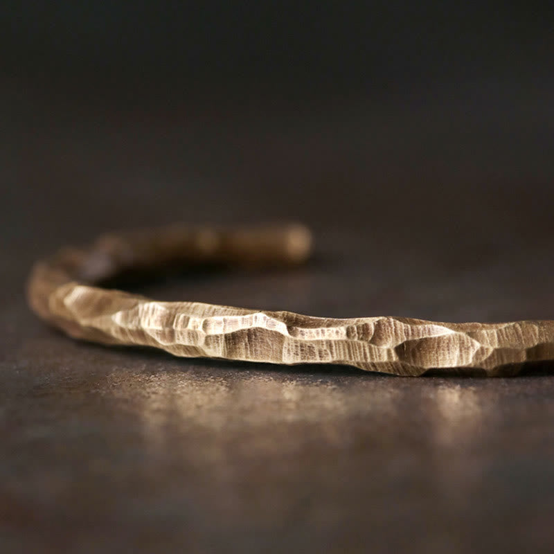 Nimara Ritual Tibetan Bump Texture Copper Luck Cuff Bracelet Bangle