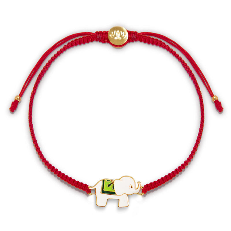 Nimara Ritual Tibetan Handmade 925 Sterling Silver Lucky Elephant Red String Bracelet