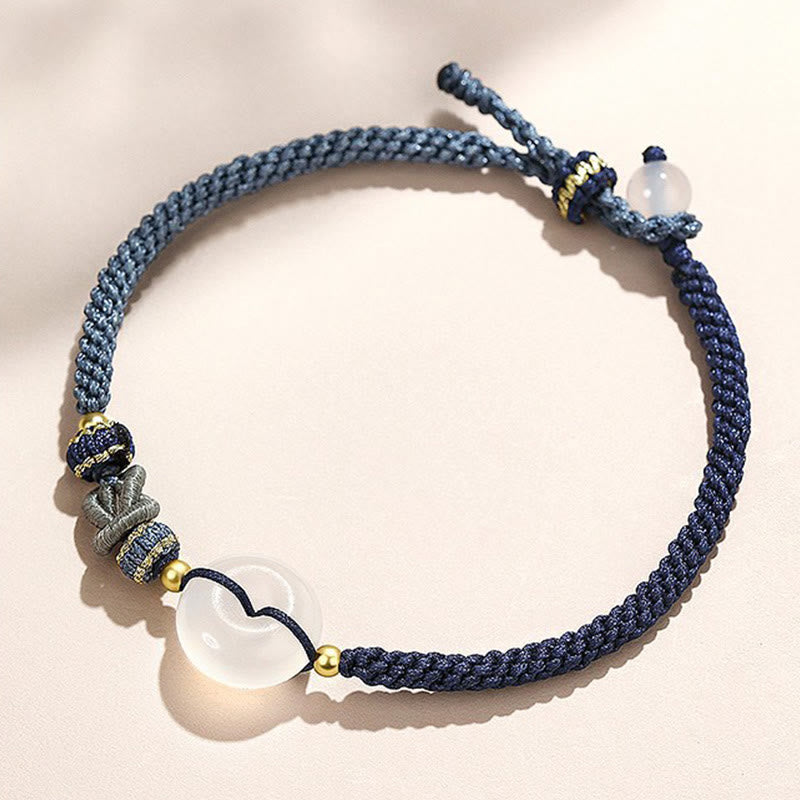 Nimara Ritual Handmade White Agate Peace Buckle Luck Happiness Protection Weave String Bracelet