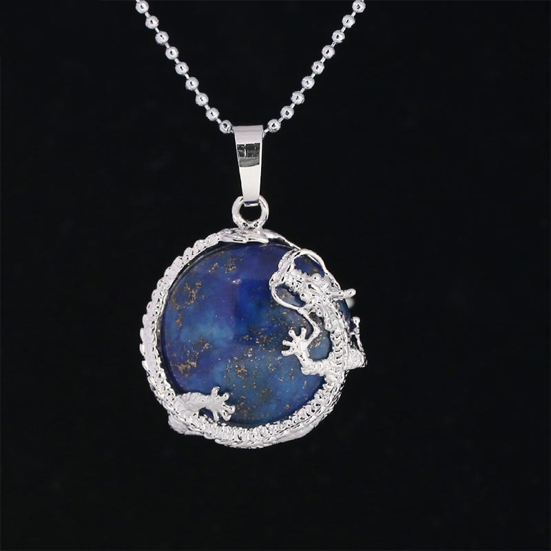 Nimara Ritual Chinese Dragon Natural Quartz Crystal Healing Energy Necklace Pendant