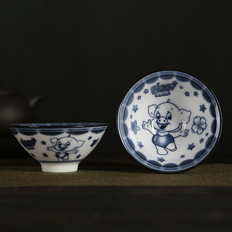 Nimara Ritual Flowers Fu Character Mountains Lotus Cherry Blossoms Ceramic Teacup Kung Fu Tea Cup