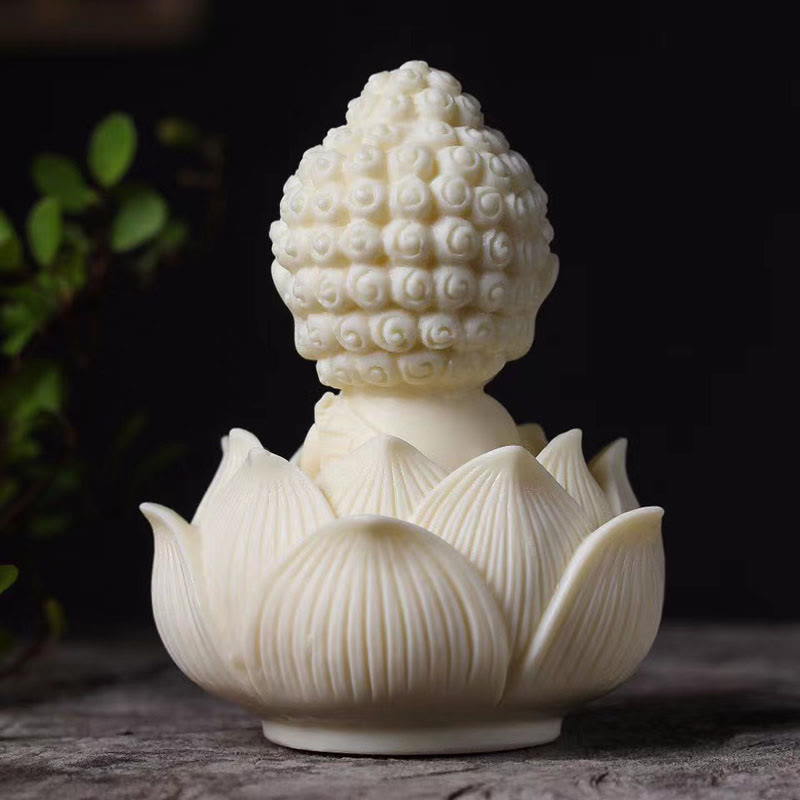 Nimara Ritual Mini Ivory Fruit Tathagata Buddha Lotus Kwan Yin Avalokitesvara Manjusri Samantabhadra Serenity Desk Decoration