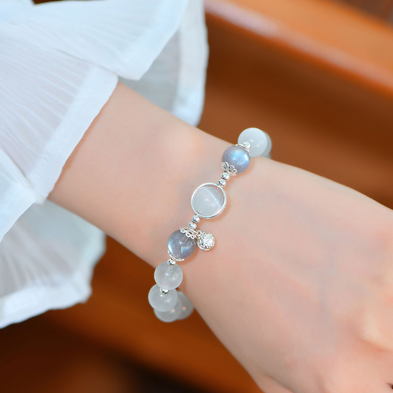 Nimara Ritual 925 Sterling Silver Cat Eye Moonstone Love Support Bracelet