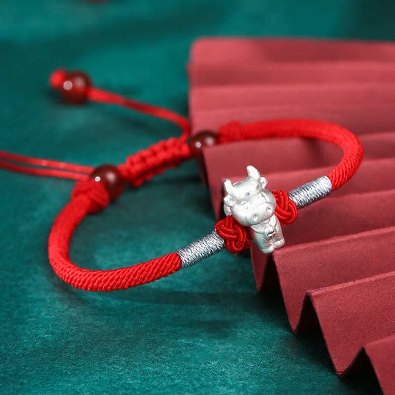 Nimara Ritual 999 Sterling Silver Chinese Zodiac Luck Strength Red String Bracelet