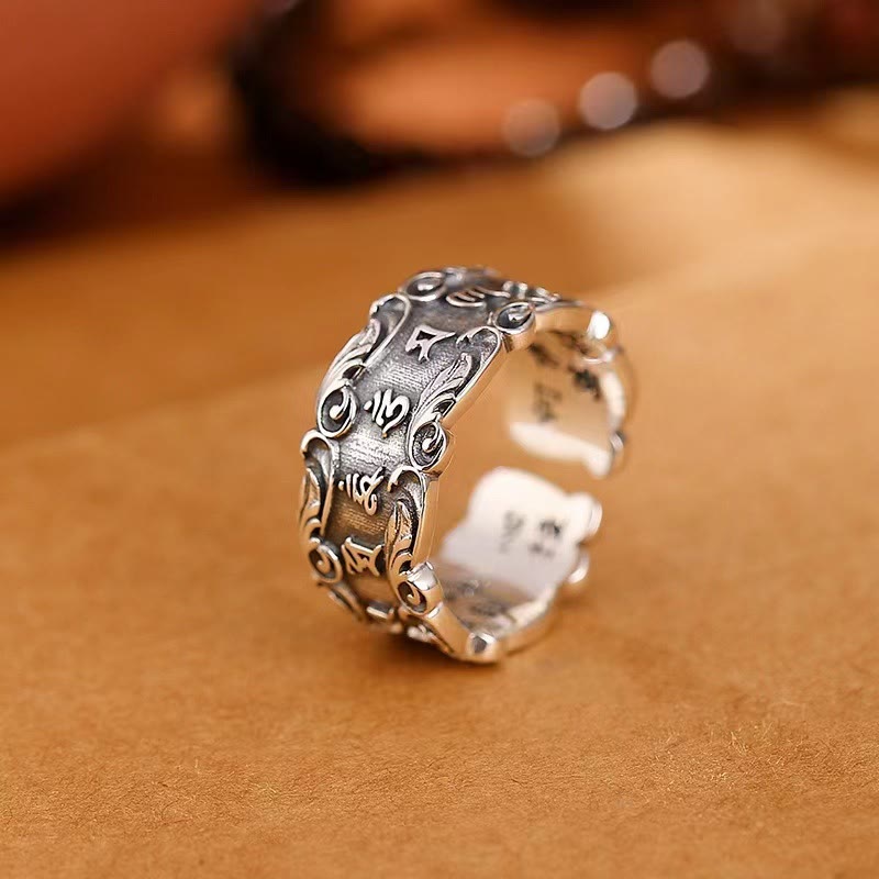 Nimara Ritual Tibetan Om Mani Padme Hum Design Peace Adjustable Ring