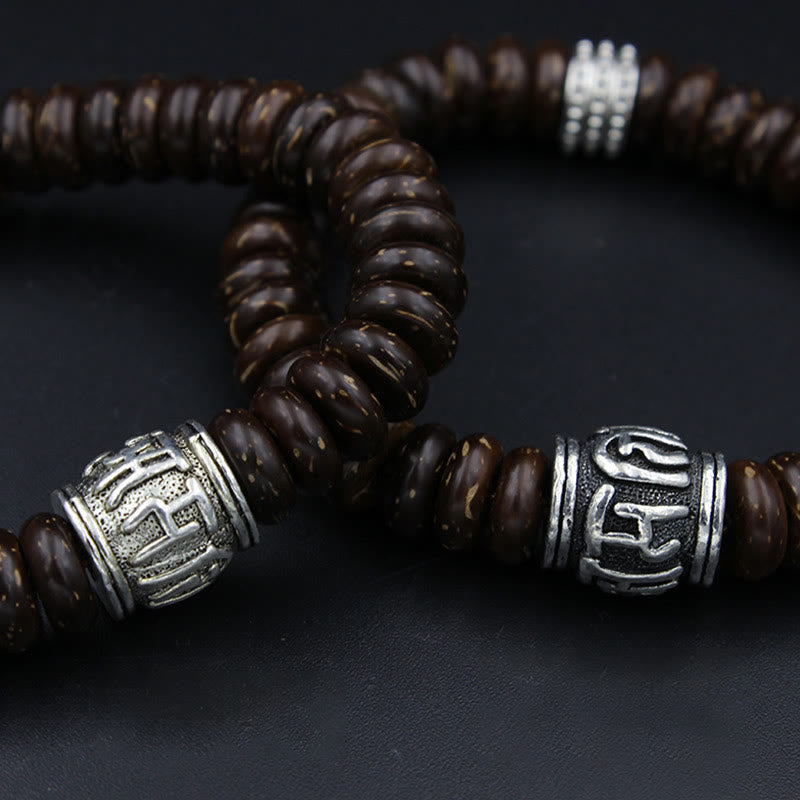Nimara Ritual Natural Tibetan Coconut Shell Om Mani Padme Hum Positive Bracelet