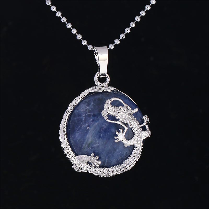 Nimara Ritual Chinese Dragon Natural Quartz Crystal Healing Energy Necklace Pendant