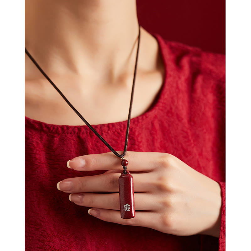 Nimara Ritual Chinese Zodiac Natal Buddha Cinnabar Amulet Protection String Necklace Pendant